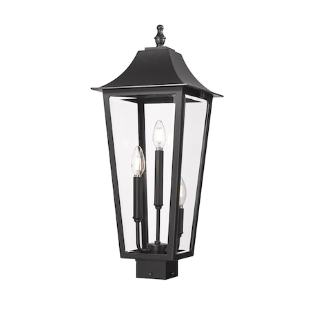 Z-Lite Gannon 3 Light Outdoor Post Mount Fixture, 10in. W x 25.25in. H, Black 5008PHBS-BK